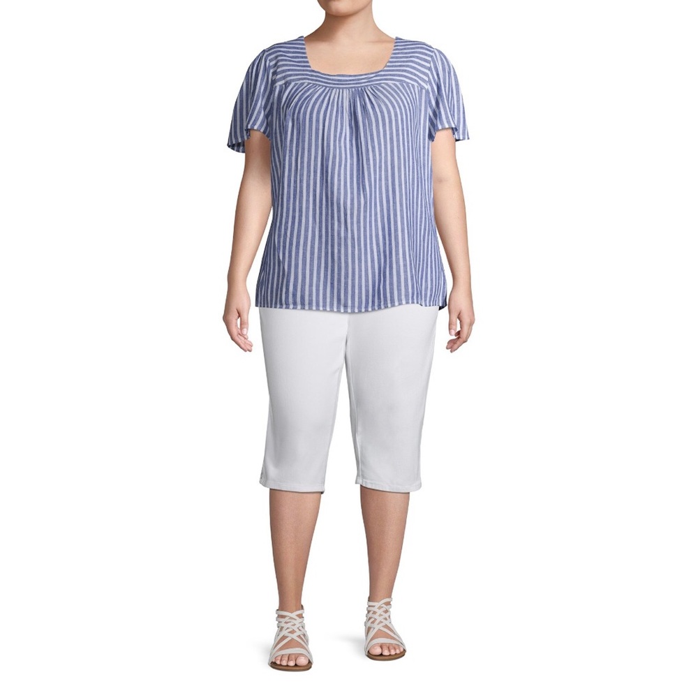 Linen Peasant Blouse, Stripe